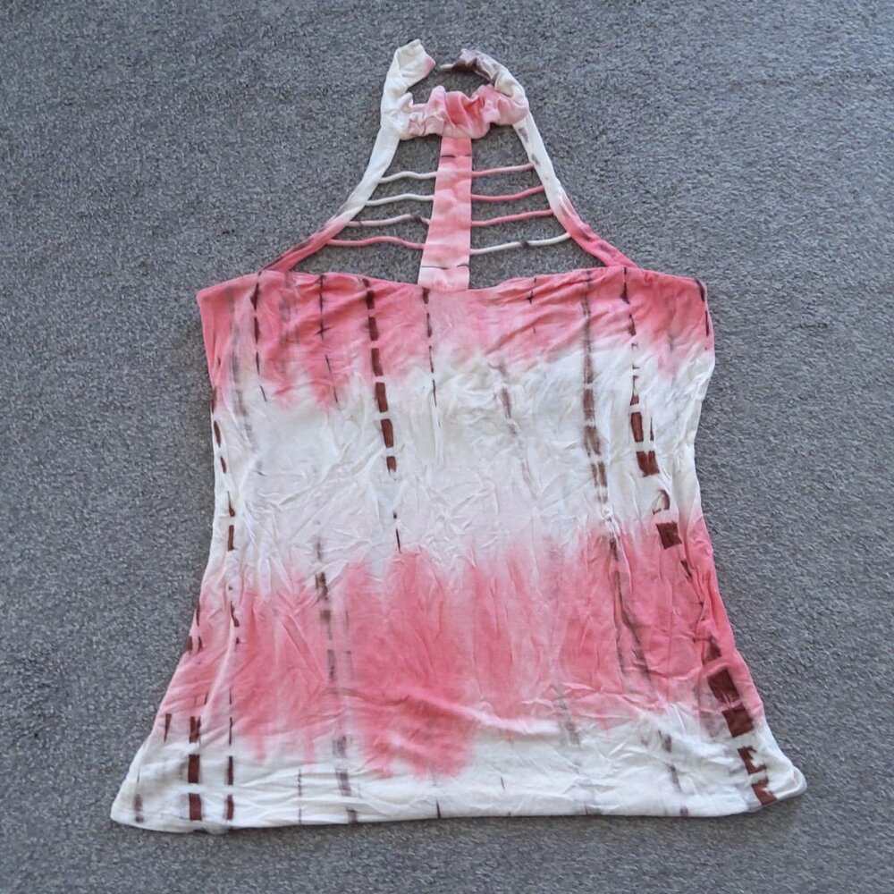 VENUS PINK CREAM TIE DYE HALTER TOP